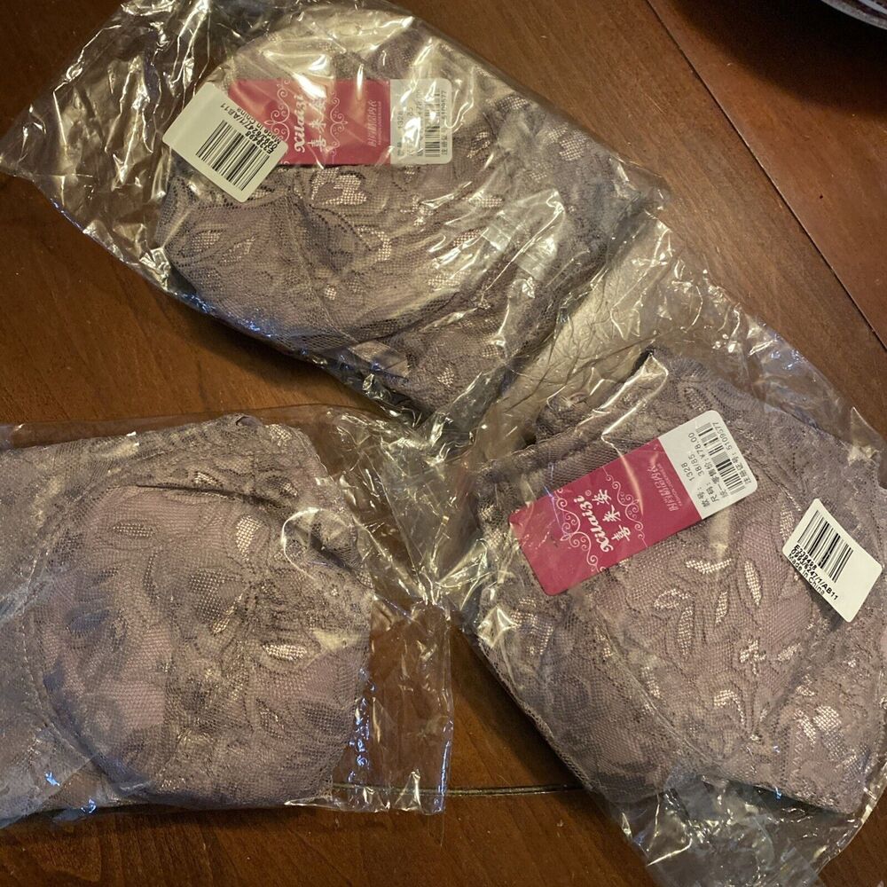 3 NWT XILAIZI Bra Sz 38D Lace Lightly Padded Accent Push up  Mauve